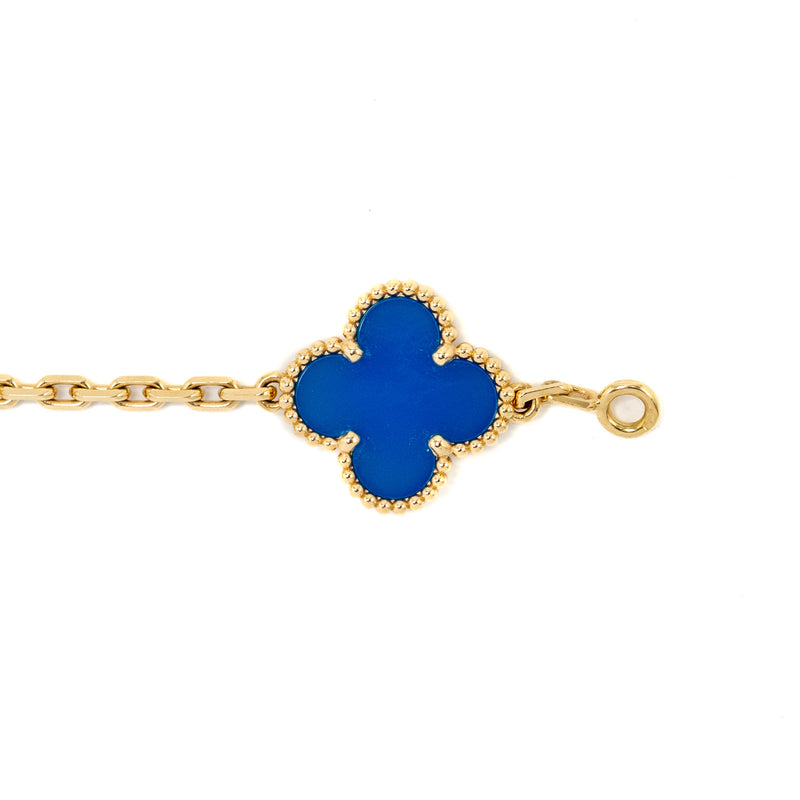 Van Cleef and Arpels vintage Alhambra bracelet 5 motif 18K yellow gold, agate
