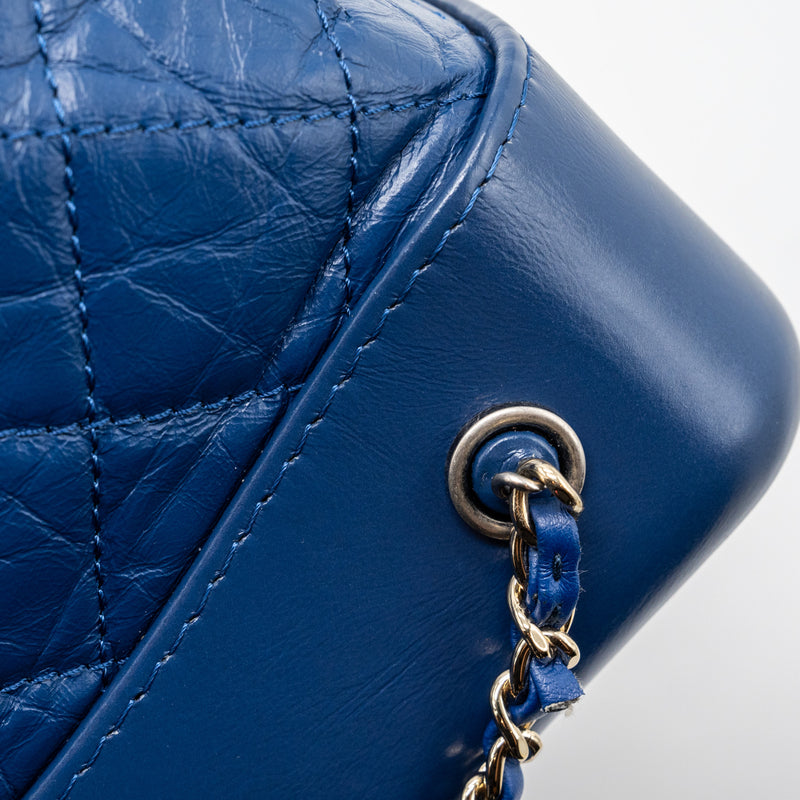 Chanel Medium Gabrielle Backpack Aged Calfskin Blue Multicolour Hardware