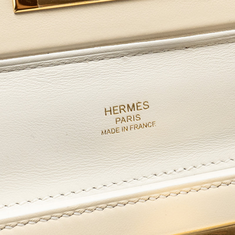 Hermes Mini 2424 24/24-21 Bag Evercolor/Swift Blanc / Nata GHW Stamp U