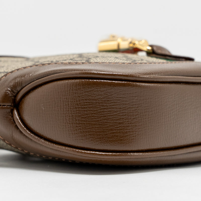 Gucci Jackie 1961 Mini Shoulder Bag GG Supreme Canvas/Calfskin BROWN/Multicolour GHW