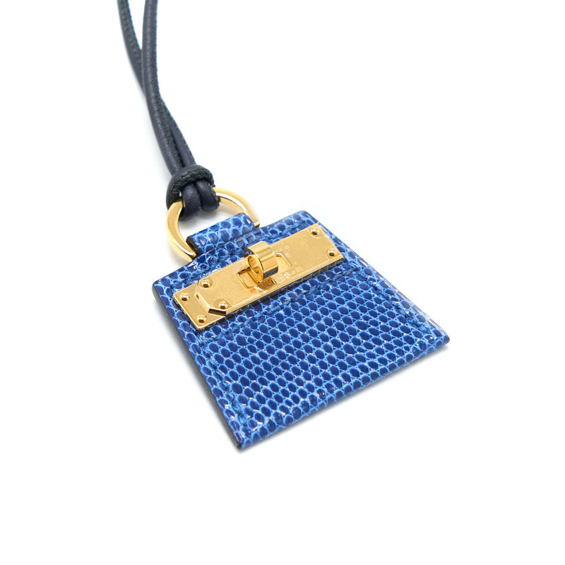 Hermes Monpetitkelly Pendant Small Model Lizard Blue Saphir GHW