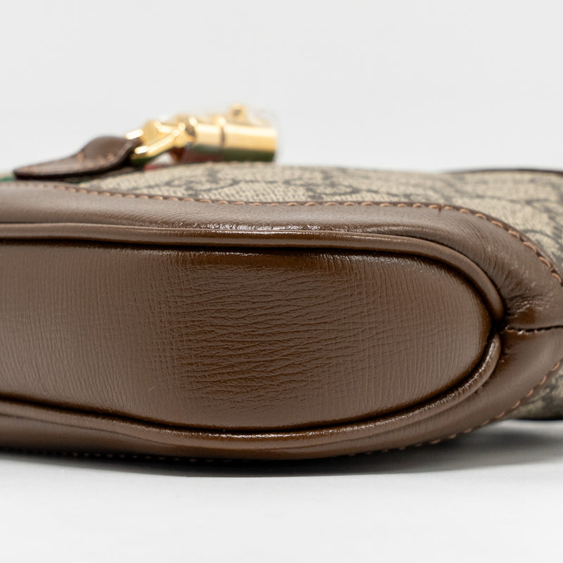 Gucci Jackie 1961 Mini Shoulder Bag GG Supreme Canvas/Calfskin BROWN/Multicolour GHW