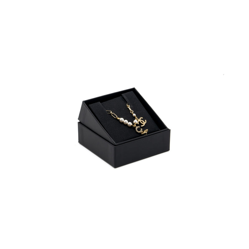 Chanel Ring Bracelet Letter/Pearl/Crystal Light Gold Tone