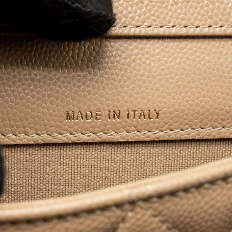 Chanel mini flap clutch with chain caviar dark beige LGHW (microchip)