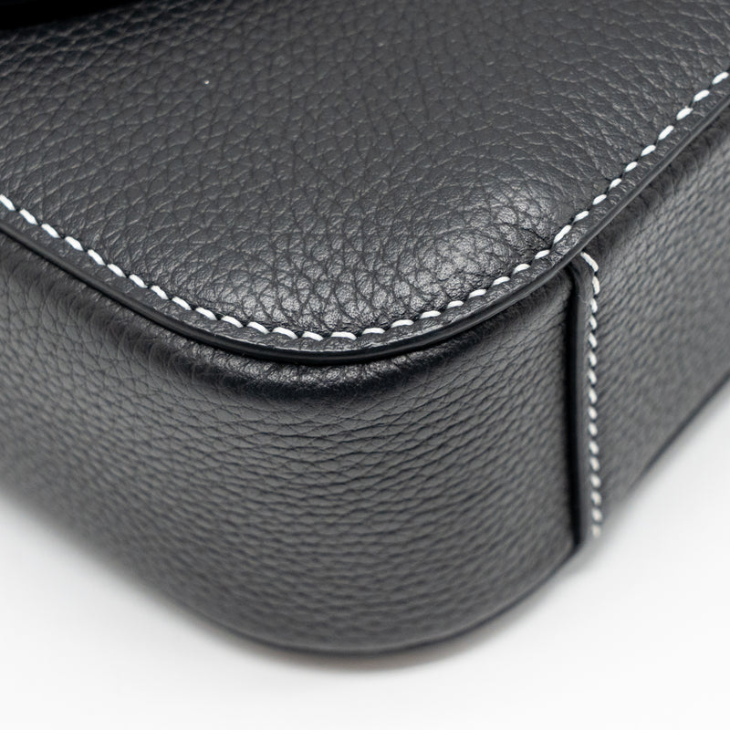 Dior Medium Saddle Flap Messenger Bag Grained Calfskin Black GHW