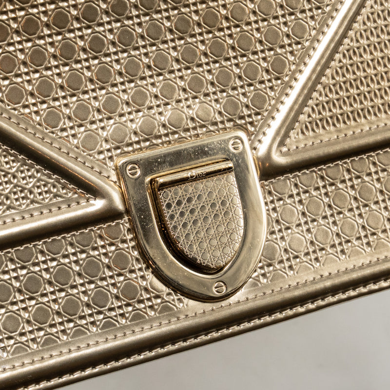 Dior Medium Diorama Metallic Calfskin Light Gold with LGHW