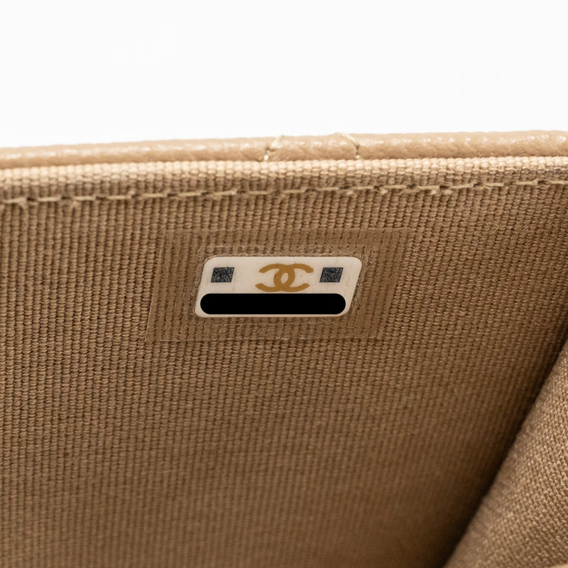 Chanel mini flap clutch with chain caviar dark beige LGHW (microchip)