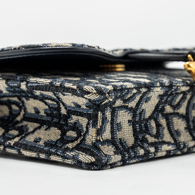 Dior Saddle Belt Bag/Pouch Blue Oblique Jacquard Canvas GHW