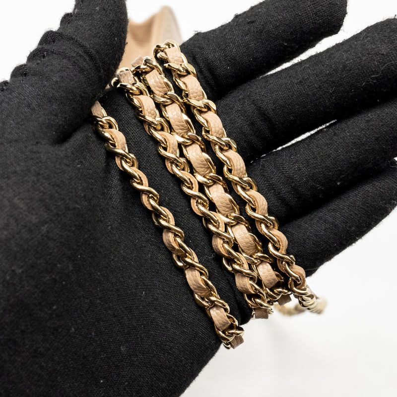 Chanel mini flap clutch with chain caviar dark beige LGHW (microchip)