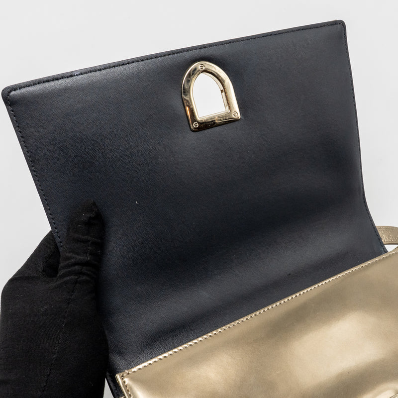 Dior Medium Diorama Metallic Calfskin Light Gold with LGHW