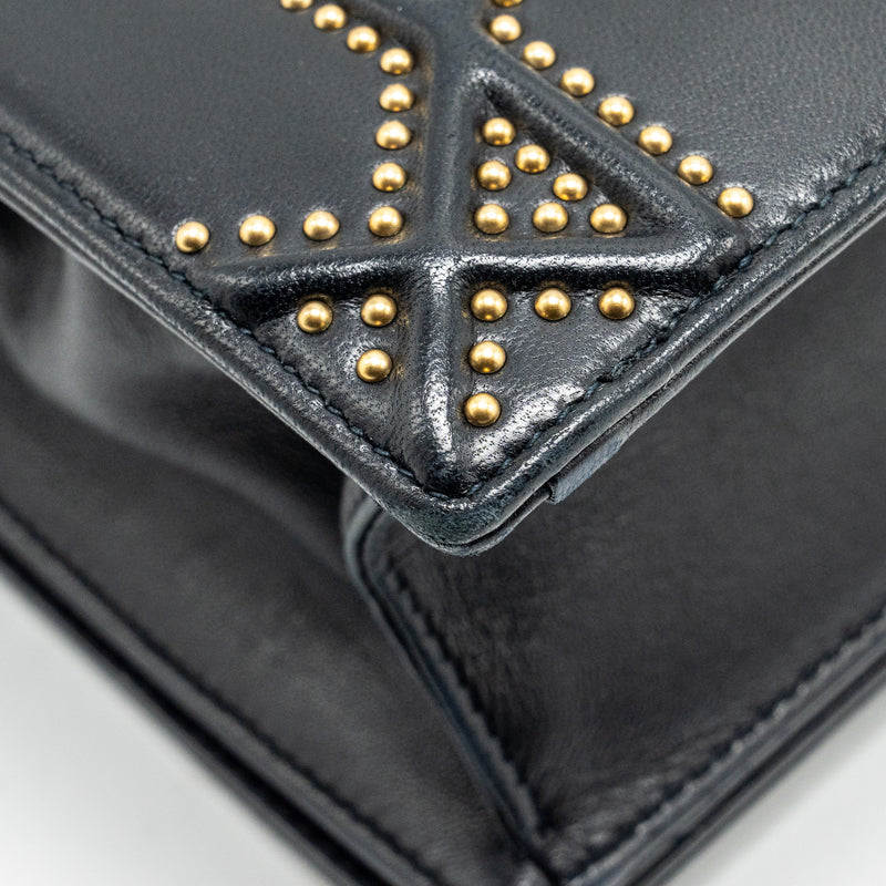 DIOR Medium Studded Diorama Lambskin Black GHW