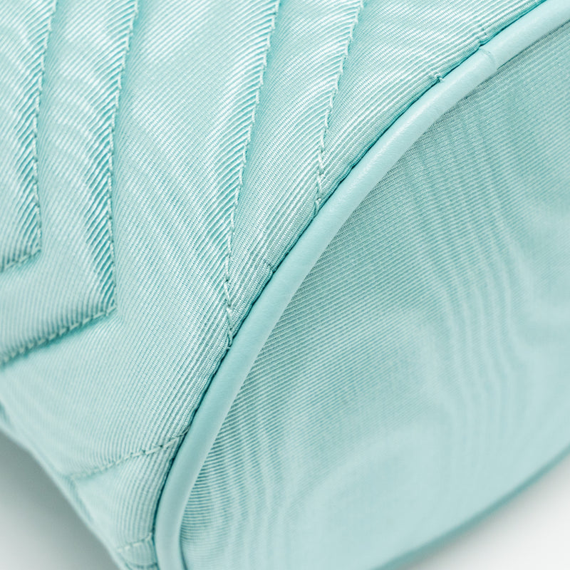 Gucci GG Marmont silk bucket crystal chain bag Fabric/ Crystal Light Blue SHW