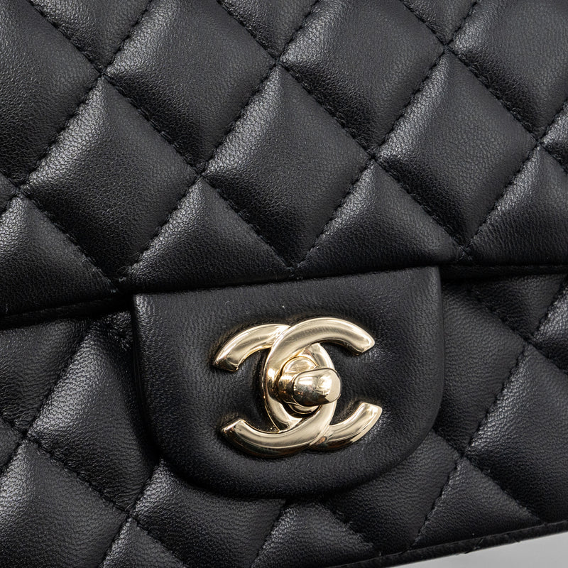 Like New* Chanel Mini Square Flap Black Lamskin with Light Gold Hardware,  Luxury, Bags & Wallets on Carousell