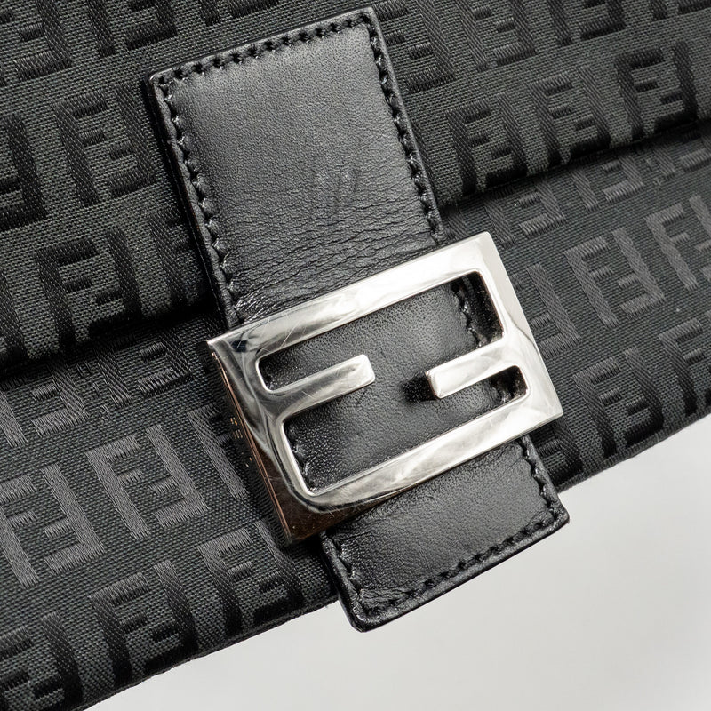 Fendi Zucca Mamma Baguette Bag FF Logo Canvas Black SHW