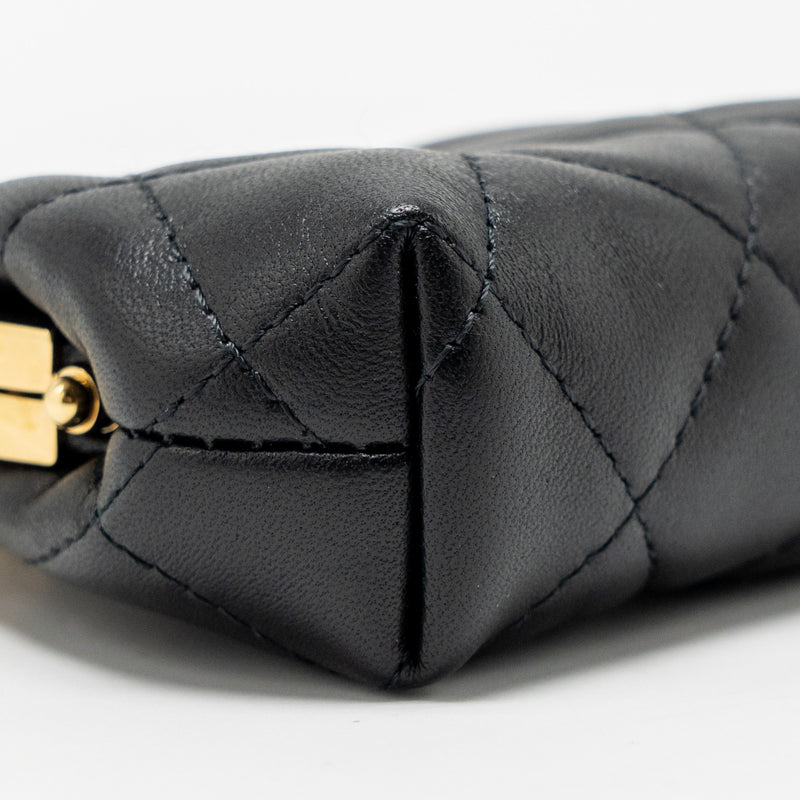 Chanel 23p Mini Coin Purse with Chain Calfskin Black LGHW(microchip)