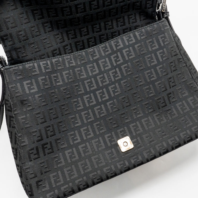 Fendi Zucca Mamma Baguette Bag FF Logo Canvas Black SHW