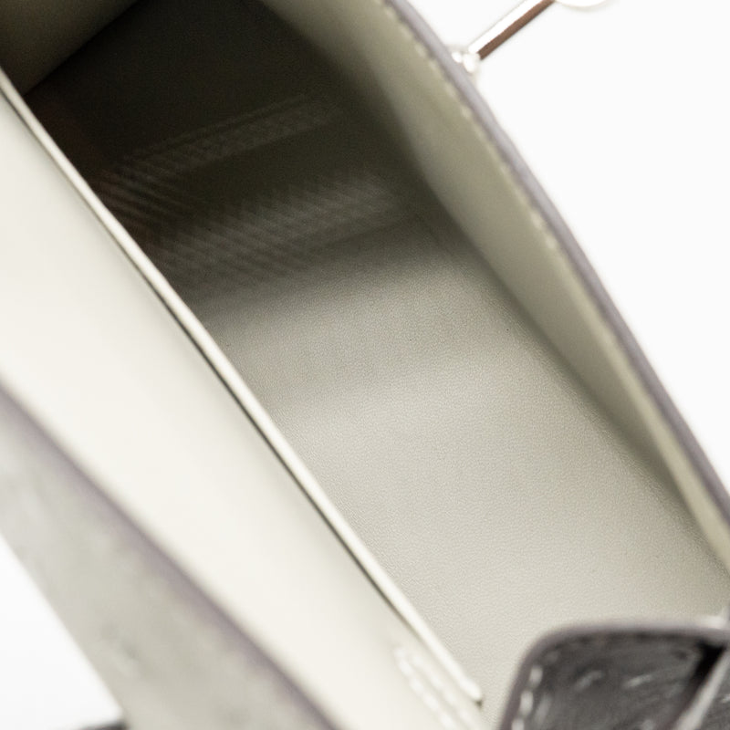 Hermes Mini Kelly II Special Order Ostrich Gris Perle / Graphite SHW Stamp W