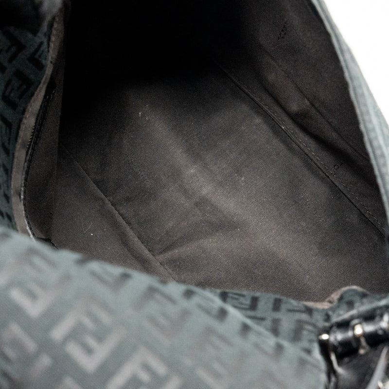 Fendi Zucca Mamma Baguette Bag FF Logo Canvas Black SHW