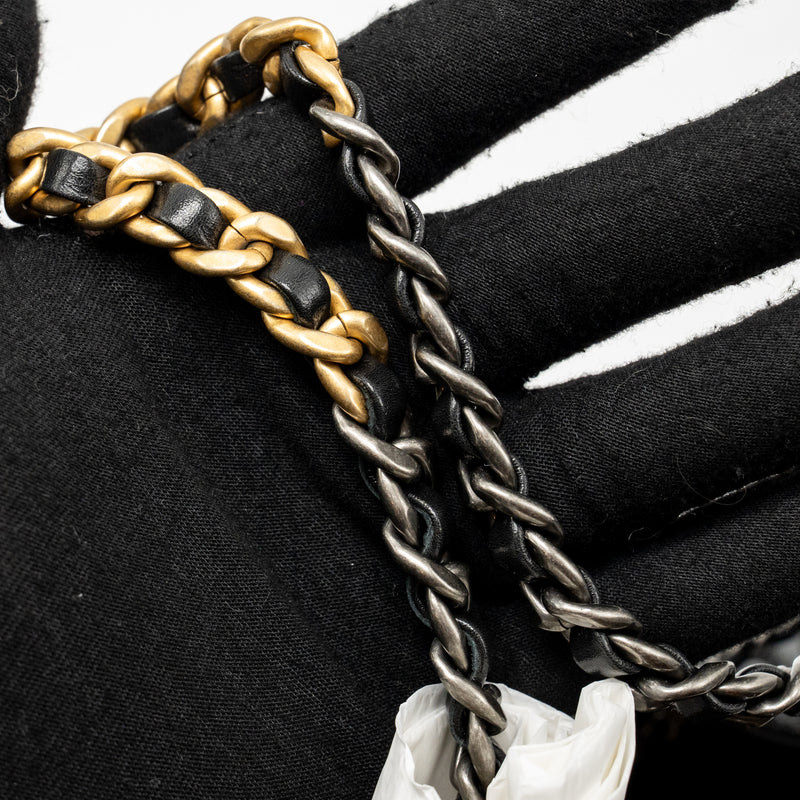 Chanel Mini 25 Bag Aged calfskin black Multicolour Hardware (microchip)