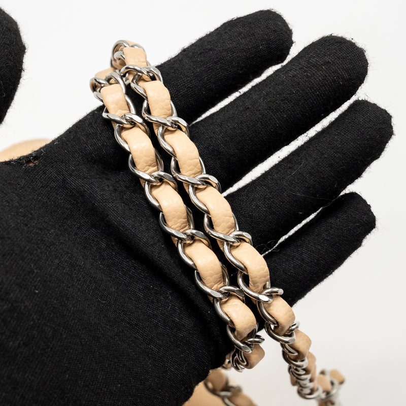 Chanel Medium Classic Double Flap bag caviar beige SHW (microchip)