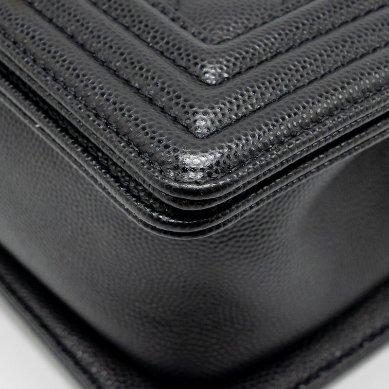Chanel Small Boy Bag Caviar Black GHW (Microchip)