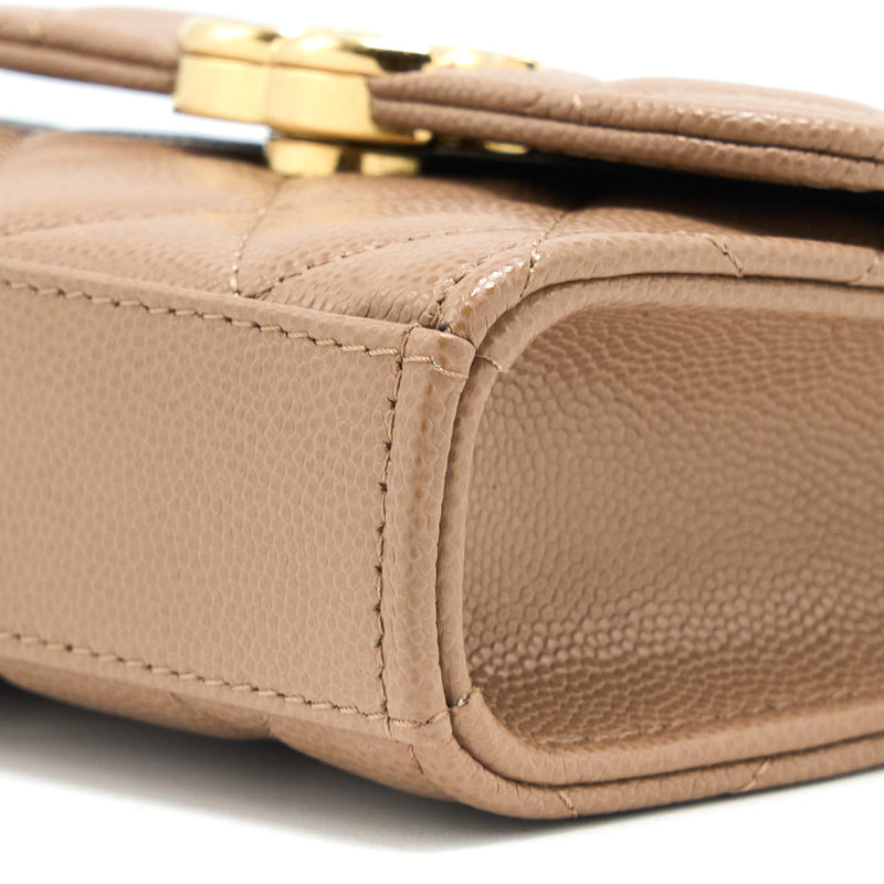 Chanel Mini Flap Bag Caviar Beige GHW (Microchip)
