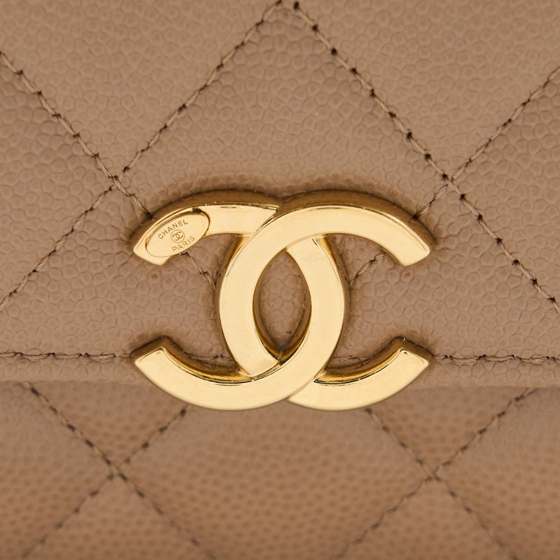 Chanel Mini Flap Bag Caviar Beige GHW (Microchip)