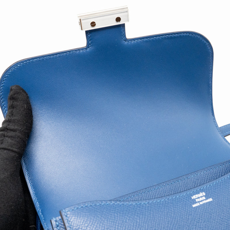 Hermes Mini Constance Epsom P5 Bleu Tie SHW Stamp K