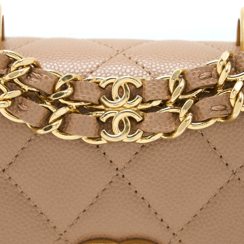 Chanel Mini Flap Bag Caviar Beige GHW (Microchip)