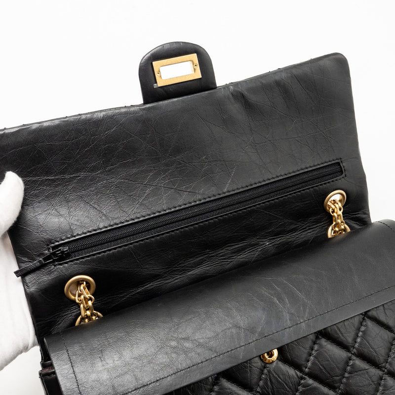 CHANEL Large 2.55 Reissue Flap Bag Aged Calfskin Black GHW