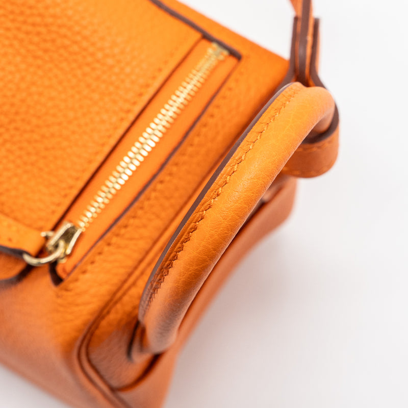 hermes mini lindy clemence orange GHW stamp B