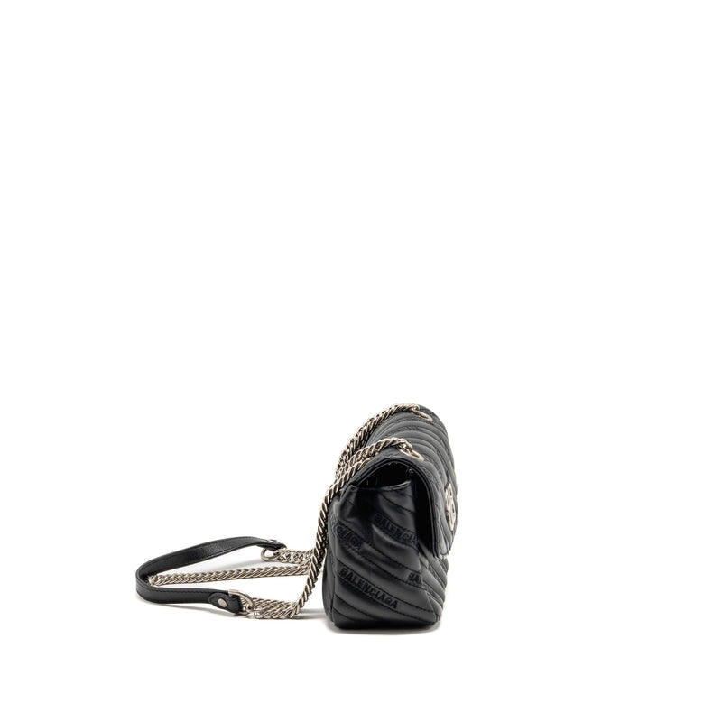 Balenciaga BB M Chain Shoulder Bag Logo matelasse calfskin Black SHW