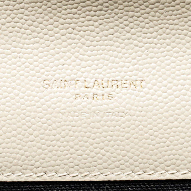 Saint Laurent envelope flap pouch grained calfskin blanc vintage GHW