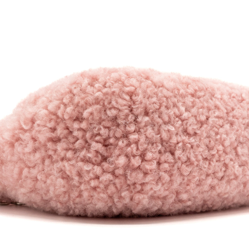 Miu Miu Wander matelassé mini hobo bag shearling light pink SHW