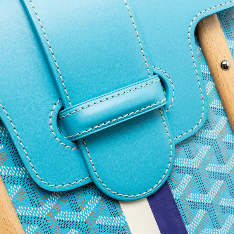 Goyard Saigon PM Bag Limited Edition Goyardine Canvas/Calfskin Blue SHW