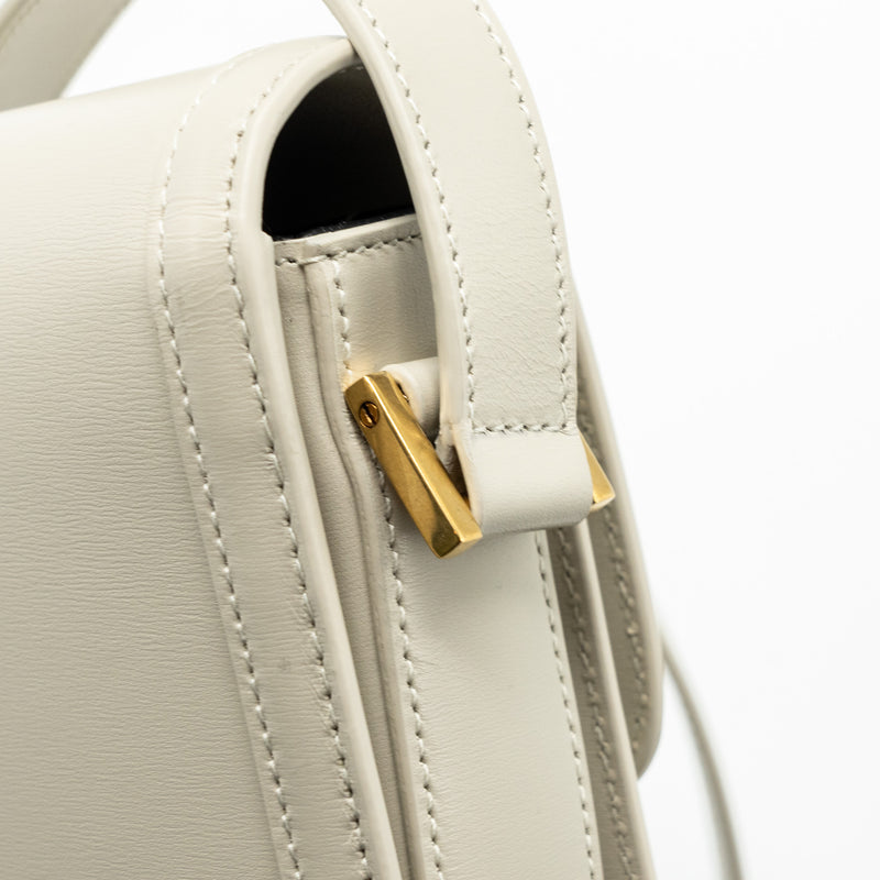 Saint Laurent Small Solferino Satchel Crossbody Bag White GHW