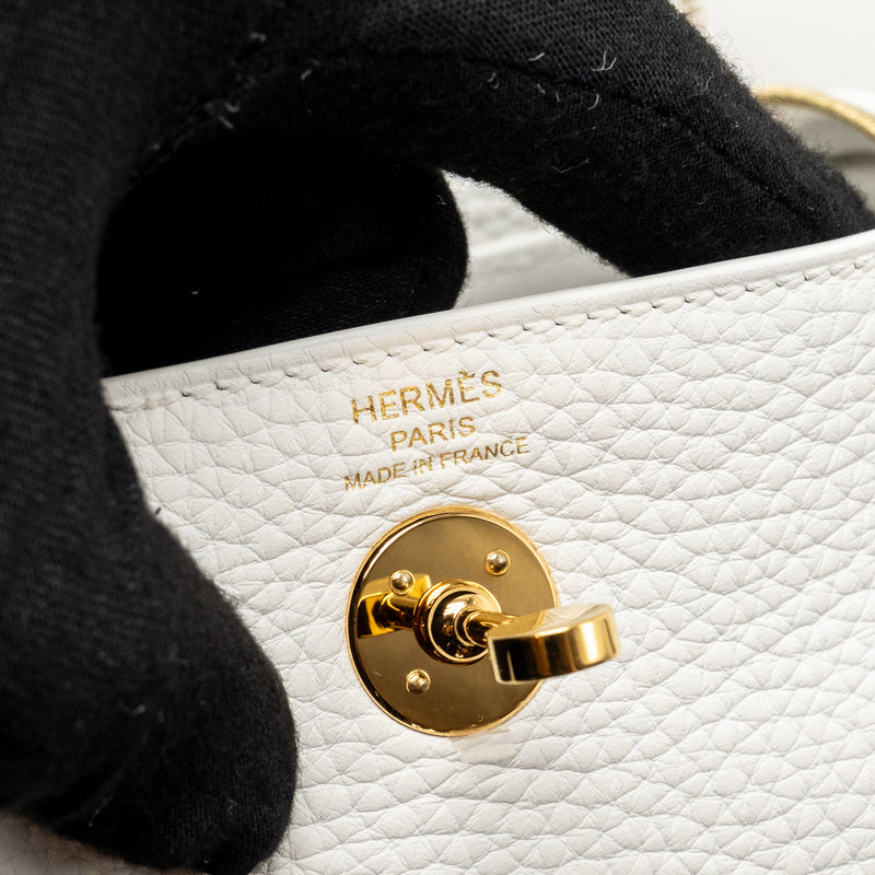 Hermes Mini Lindy clemence New White GHW stamp W