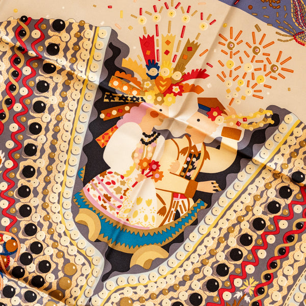 Hermes 90x90cm Silk Scarf Costume De Fete Multicolour