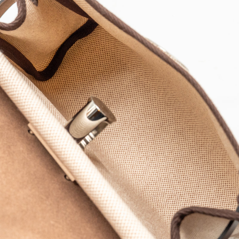 Hermes Herbag Mini Canvas/Hunter Leather Ecru-Beige/Ebene SHW Stamp K