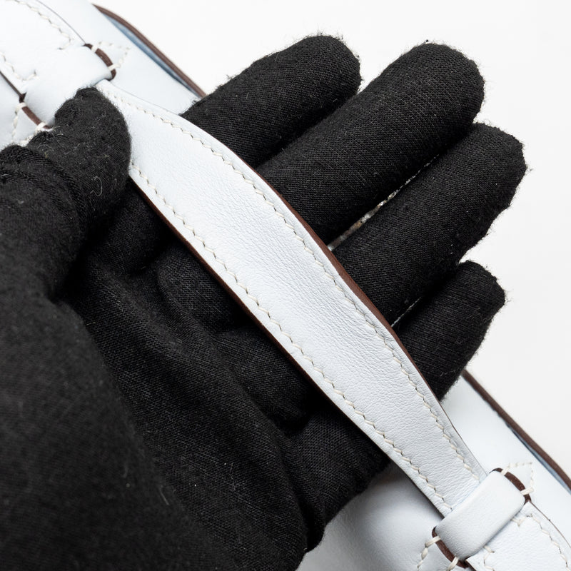 Hermes Kelly Pochette Swift Bleu Brume SHW Stamp Z