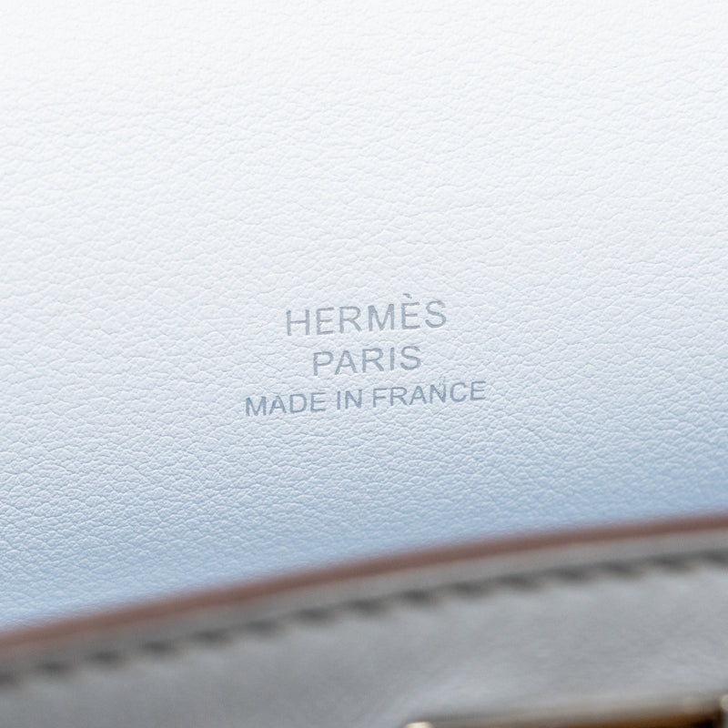 Hermes Kelly Pochette Swift Bleu Brume SHW Stamp Z