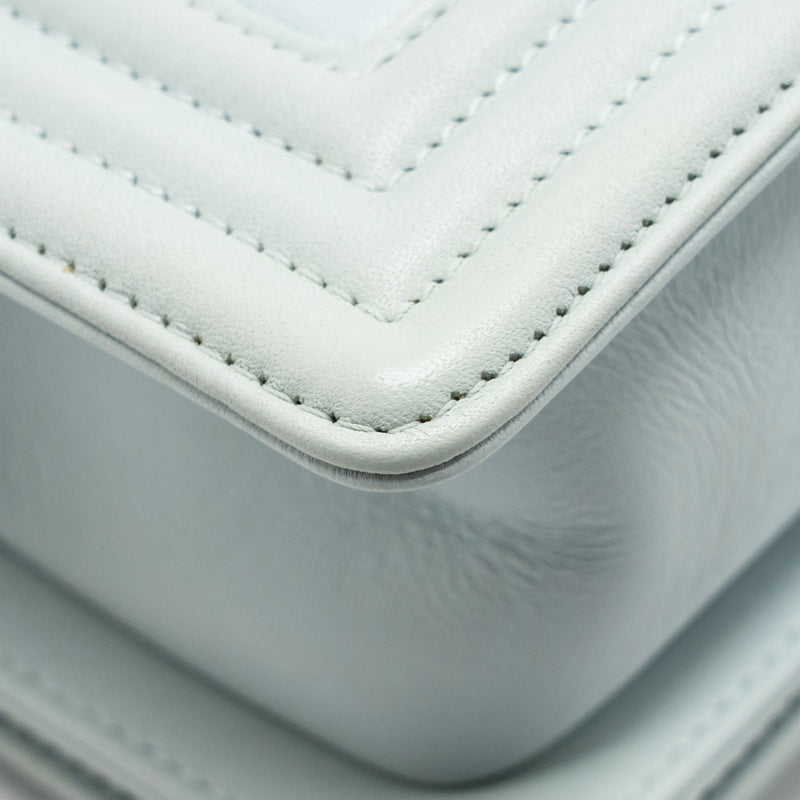 Chanel Small Boy Bag Calfskin Light Blue SHW (Microchip)