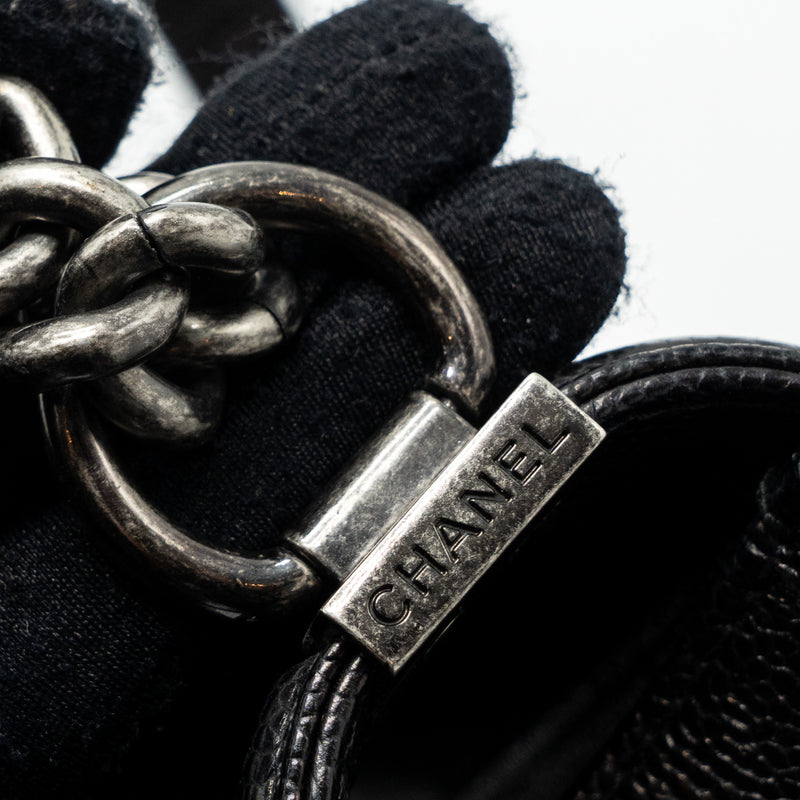 Chanel small boy bag caviar black ruthenium hardware