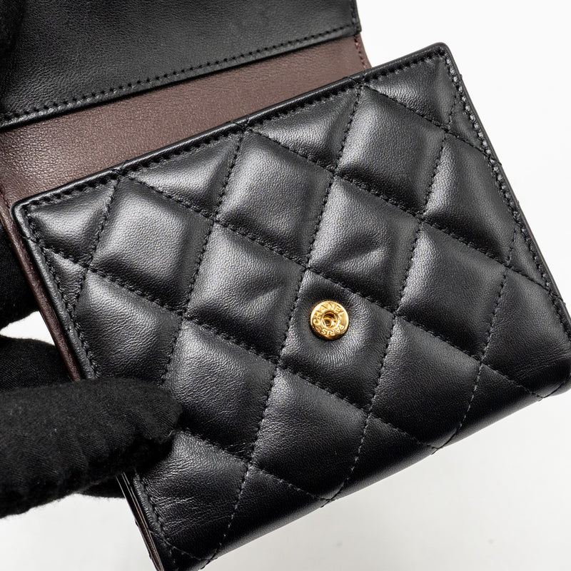Chanel Small Classic Compact Wallet Lambskin Black LGHW (Microchip)