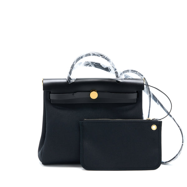 Hermes Herbag Zip 31 Bag Canvas/Hunter Black GHW Stamp U