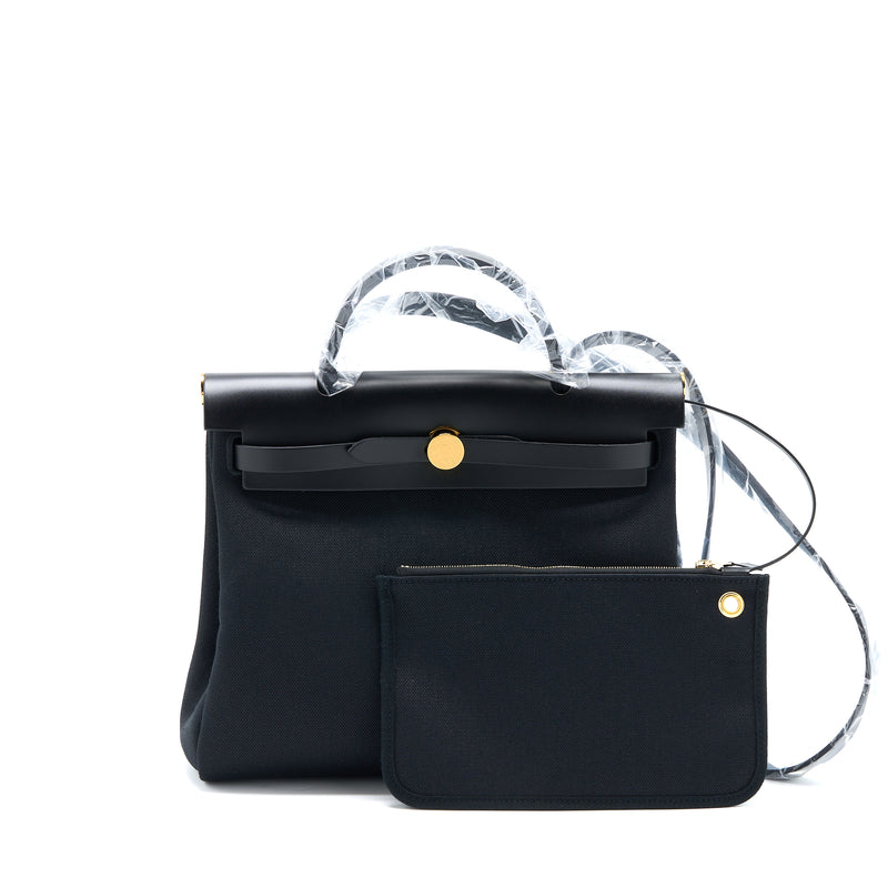 Hermes Herbag Zip 31 Bag Canvas/Hunter Black GHW Stamp U
