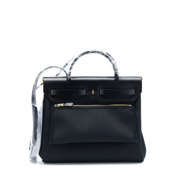 Hermes Herbag Zip 31 Bag Canvas/Hunter Black GHW Stamp U