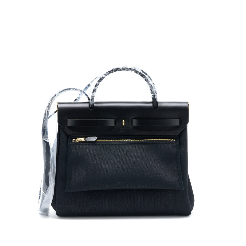 Hermes Herbag Zip 31 Bag Canvas/Hunter Black GHW Stamp U