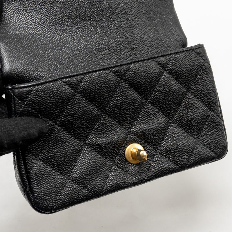Chanel Coco Love Mini Flap Bag Adjustable Chain Caviar Black GHW (Microchip)
