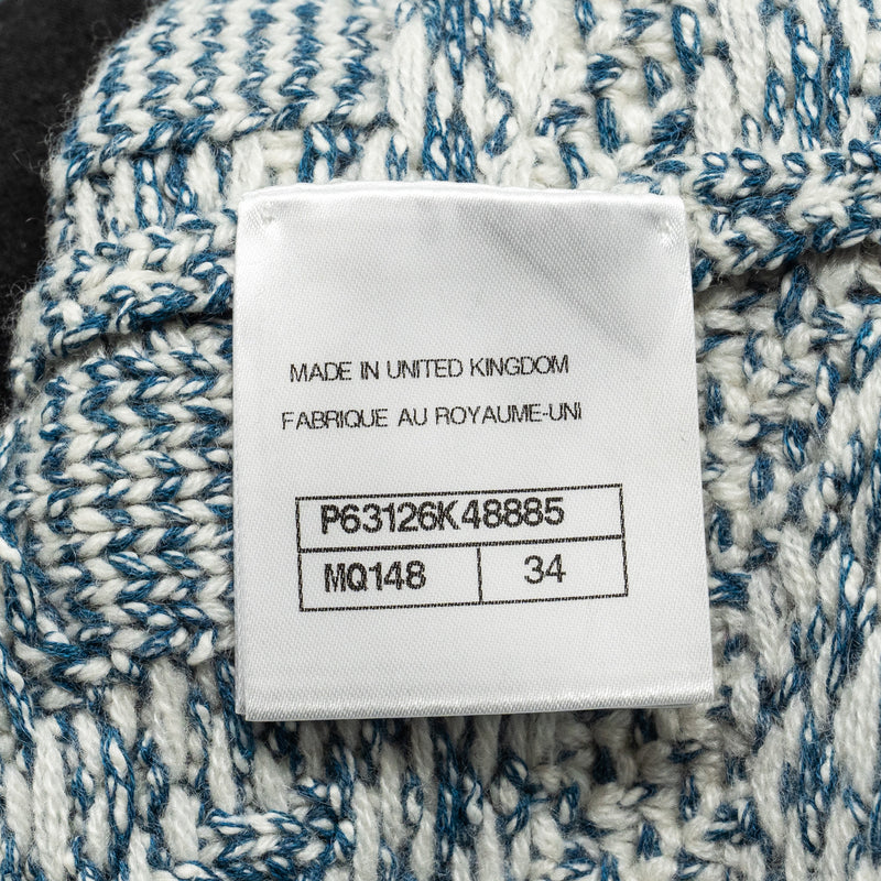 Chanel Size 34 Cardigan Cashmere/Cotton White/Blue